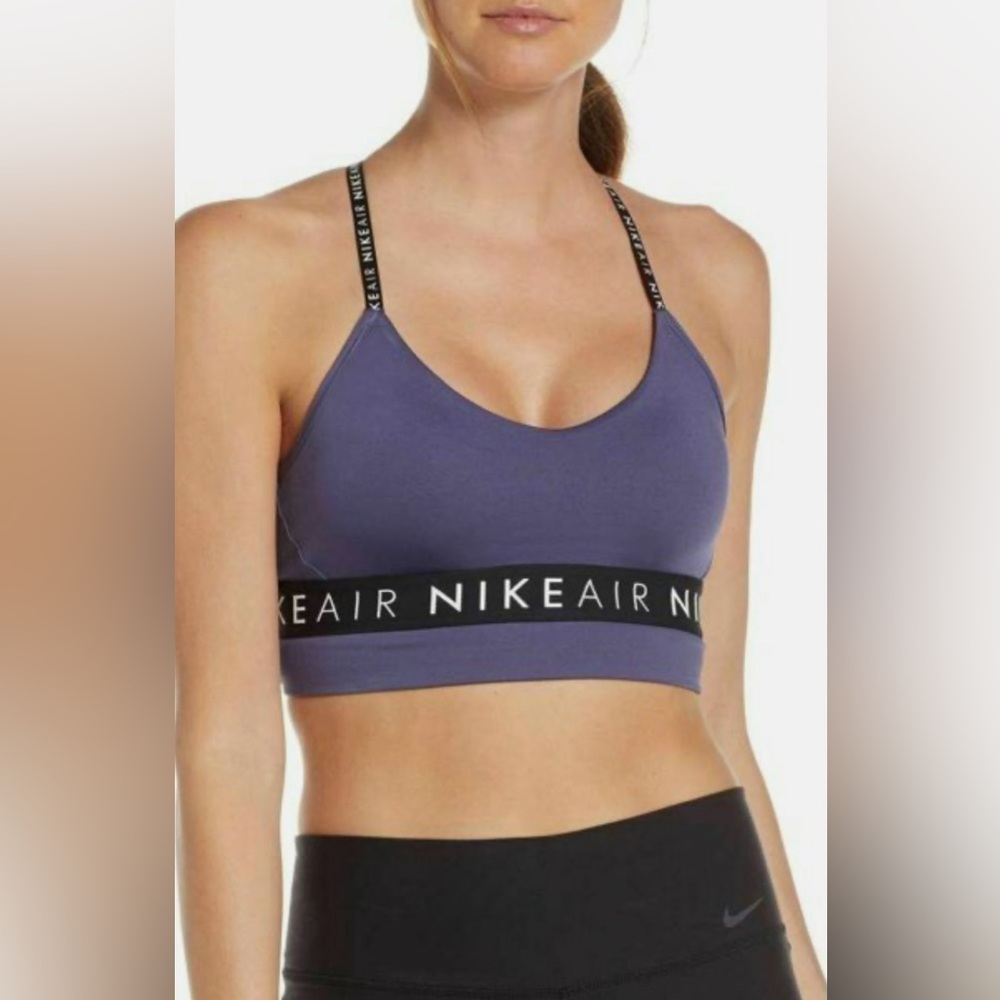 Nike Air Dri-FIT Sports Bra Purple Size L Adjustable T-Back Medium Support